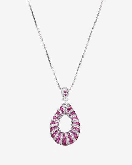 ZIRAVE Jewelry Simulation Pigeon Blood Red Sapphire Necklace