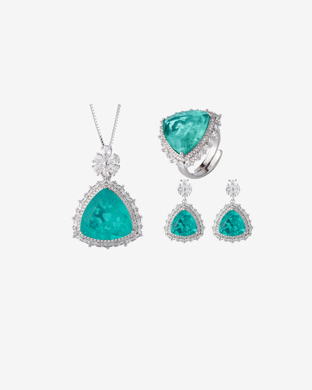 ZIRAVE Jewelry Triangle-Cut Faux Tourmaline 3-Piece Jewelry Set