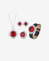ZIRAVE Jewelry Emerald-Style Clover Halo 4-Piece Jewelry Set