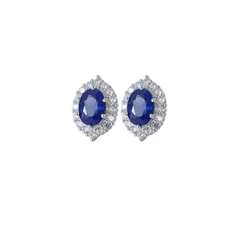 ZIRAVE Jewelry Oval-Cut Simulated Sapphire  Errings