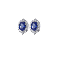 ZIRAVE Jewelry Oval-Cut Simulated Sapphire Jewelry Set (Necklace + Ring + Earrings)