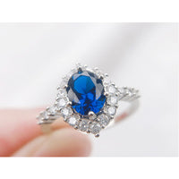 ZIRAVE Jewelry Oval-Cut Simulated Sapphire Ring