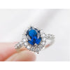 ZIRAVE Jewelry Oval-Cut Simulated Sapphire Jewelry Set (Necklace + Ring + Earrings)
