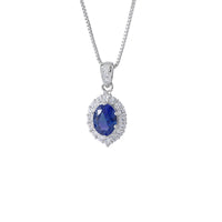 ZIRAVE Jewelry Oval-Cut Simulated Sapphire Necklace