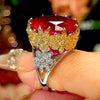 Zirave Jewelry Vintage Two Tone Gold Oval Simulated Gemstone Cocktail Ring
