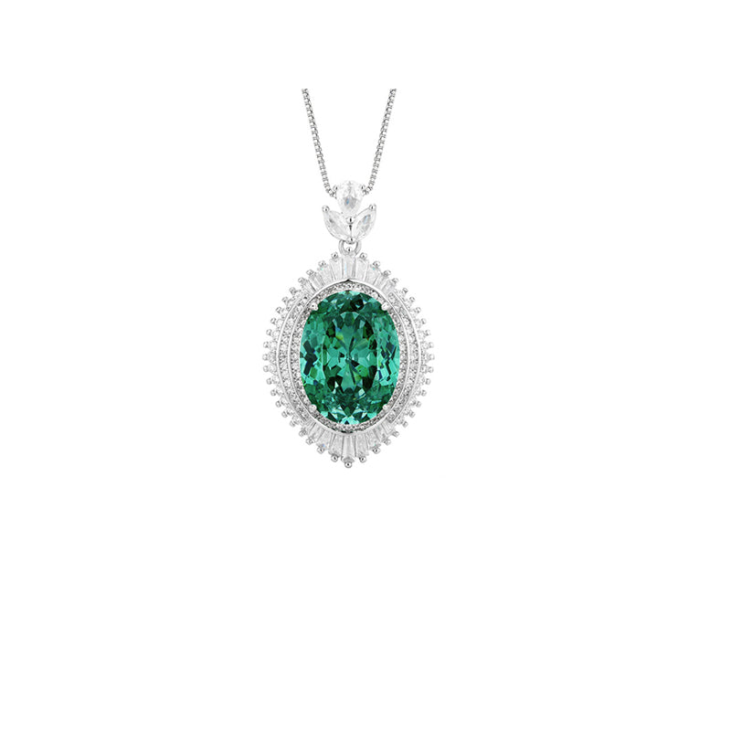 ZIRAVE Jewelry Simulation Para Green Vintage Para Green Pendant with Chain