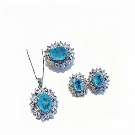 ZIRAVE jewelry retro style simulation paraiba sapphire set