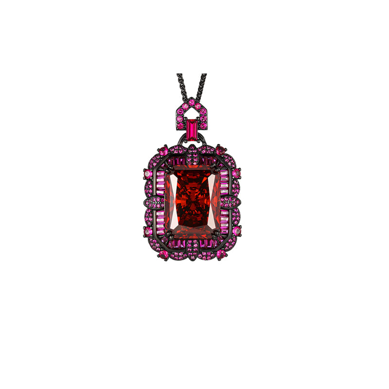 ZIRAVE Jewelry Parra Green Square Diamond Black Gold  Necklace