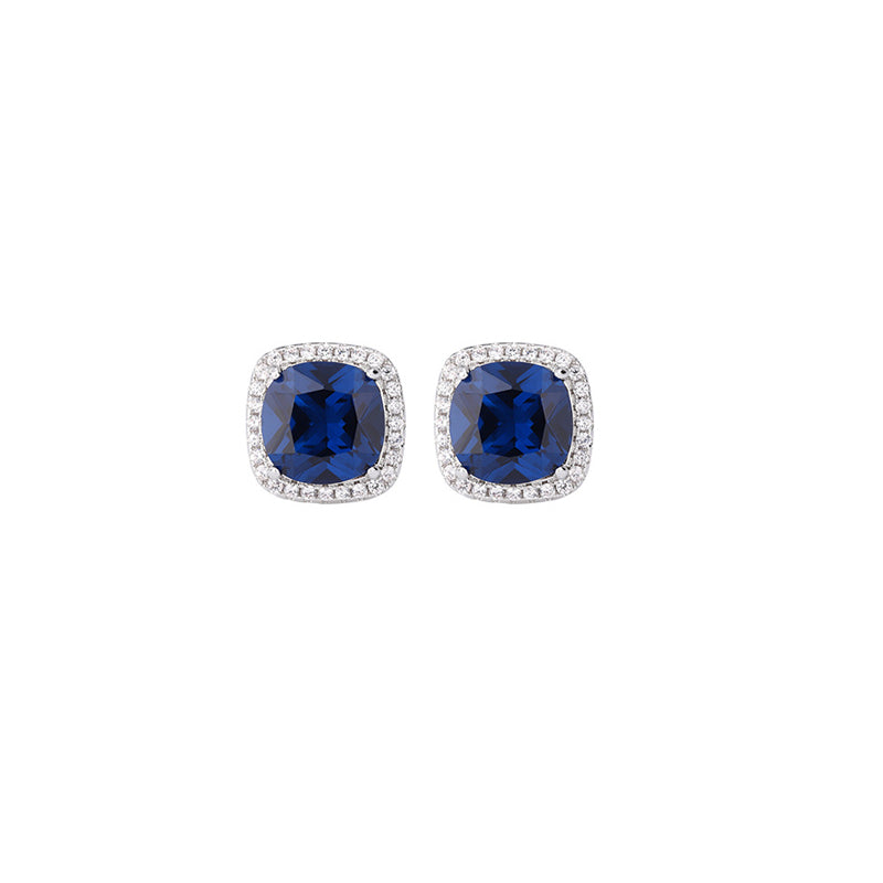ZIRAVE Jewelry Women's Retro Imitation Blue Spinel Square SimpleEarrings