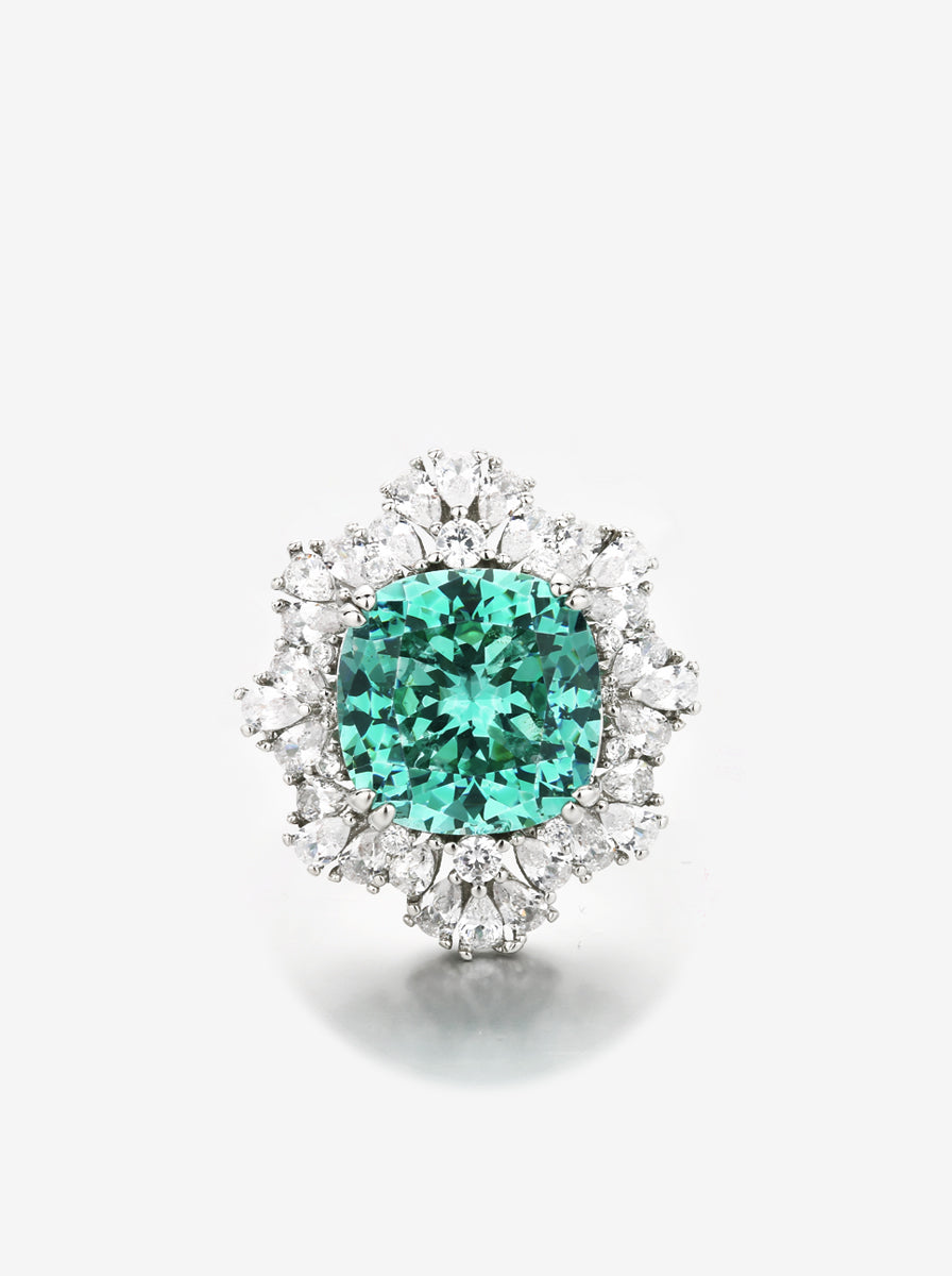 ZIRAVE Jewelry Faux Paraiba Green Fashion Pendant Ring