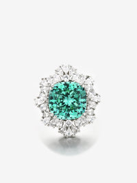 ZIRAVE Jewelry Faux Paraiba Green Fashion Pendant Ring