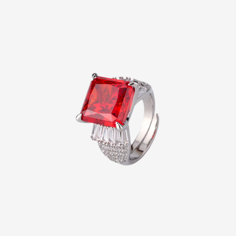 ZIRAVE Jewelry Radiant-Cut Faux Gem Cross-Band Ring (Multi-Colors Available)
