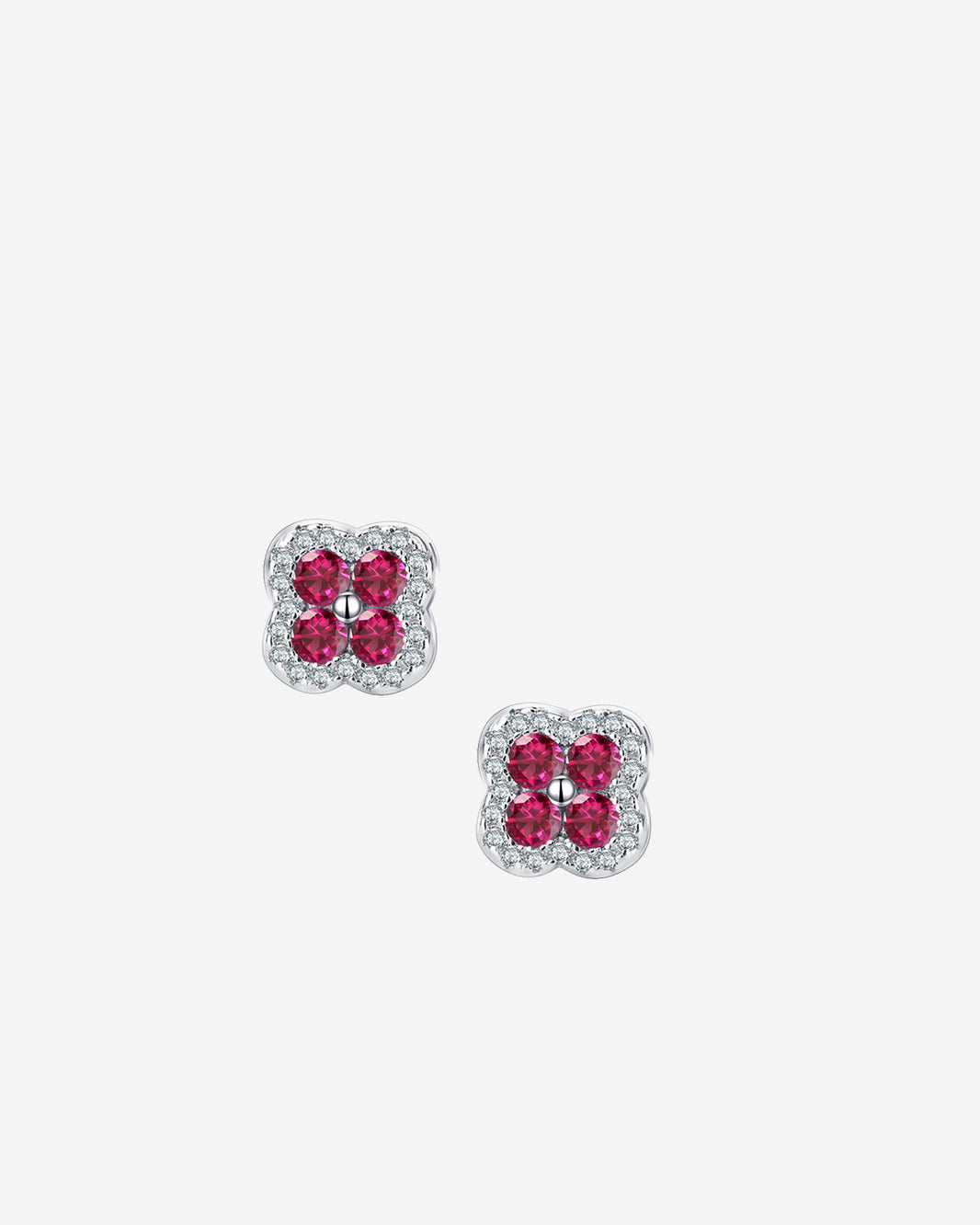 ZIRAVE Jewelry Four-Leaf Clover Simulated Gemstone Stud Earrings