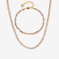 ZIRAVE Jewelry TTri-color diamond-cut bead jewelry set.