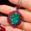 ZIRAVE Jewelry Oval Faux Green Paraiba Tourmaline Halo Necklace