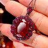 ZIRAVE Jewelry Oval Faux Green Paraiba Tourmaline Halo Necklace