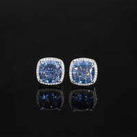 ZIRAVE Jewelry  Cushion-Cut Pink Diamond Double Halo Earrings