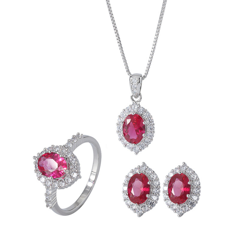 ZIRAVE Jewelry Imitation Ruby Vintage Jewelry Set