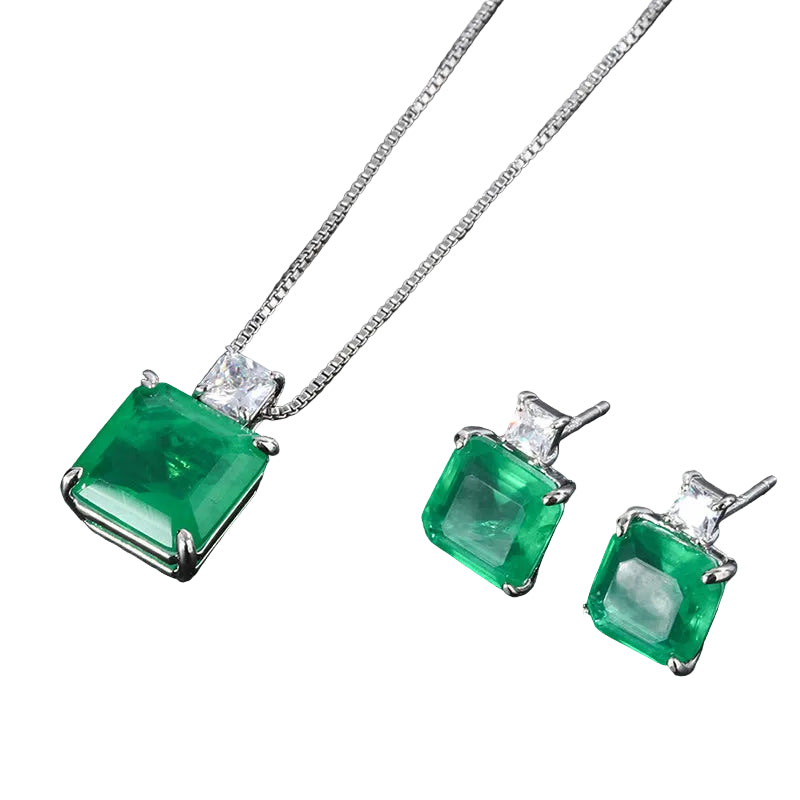 ZIRAVE Jewelry Simulation Emerald Vintage Set