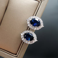 ZIRAVE Jewelry Oval-Cut Simulated Sapphire  Errings