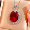 ZIRAVE Jewelry Oval Sapphire Simulant Halo Nicklace