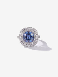 ZIRAVE Jewelry  Cushion-Cut Pink Diamond Double Halo Ring