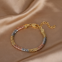 ZIRAVE Jewelry Tricolor Plated Twisted Snake Chain Bracelet