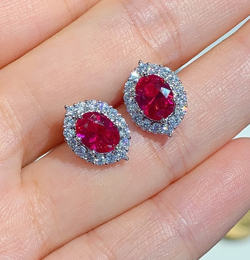 ZIRAVE Jewelry Imitation Ruby Vintage Earrings