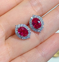 ZIRAVE Jewelry Imitation Ruby Vintage Earrings
