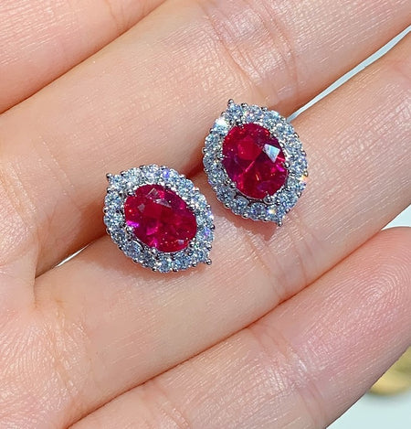 ZIRAVE Jewelry Imitation Ruby Vintage Earrings