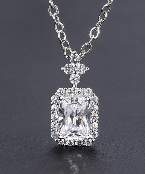 ZIRAVE Jewelry  Princess-Cut Simulated Diamond Minimalist Nicklace