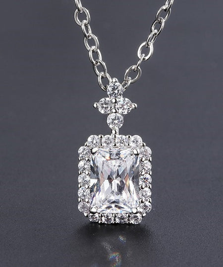 ZIRAVE Jewelry  Princess-Cut Simulated Diamond Minimalist Nicklace