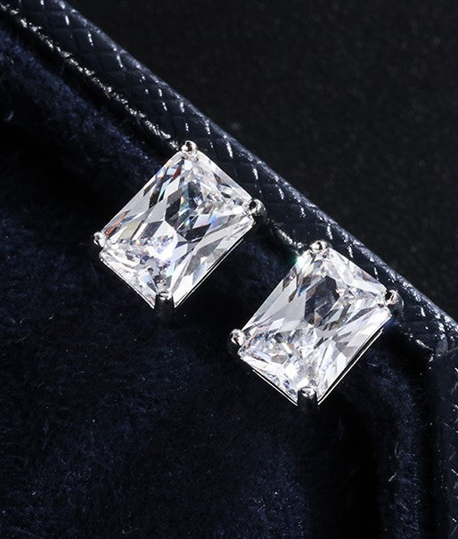 ZIRAVE Jewelry  Princess-Cut Simulated Diamond Minimalist Earrings