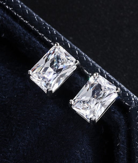 ZIRAVE Jewelry  Princess-Cut Simulated Diamond Minimalist Earrings