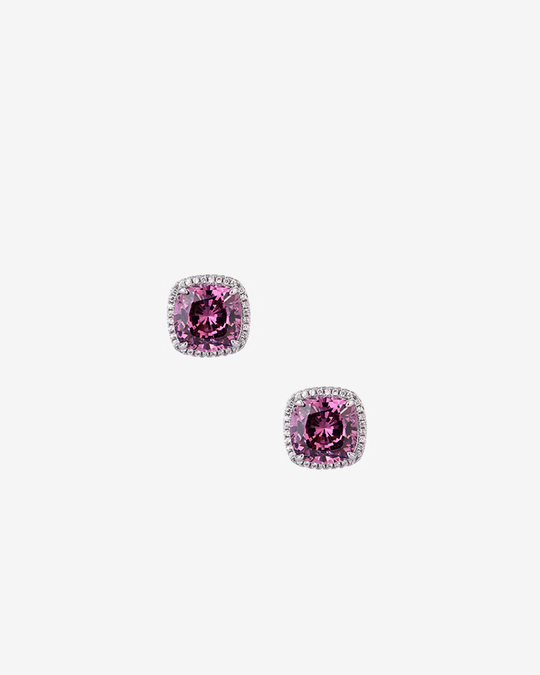 ZIRAVE Jewelry  Cushion-Cut Pink Diamond Double Halo Earrings