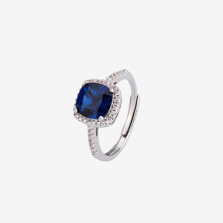 ZIRAVE Jewelry Women's Retro Imitation Blue Spinel Square Simple Ring