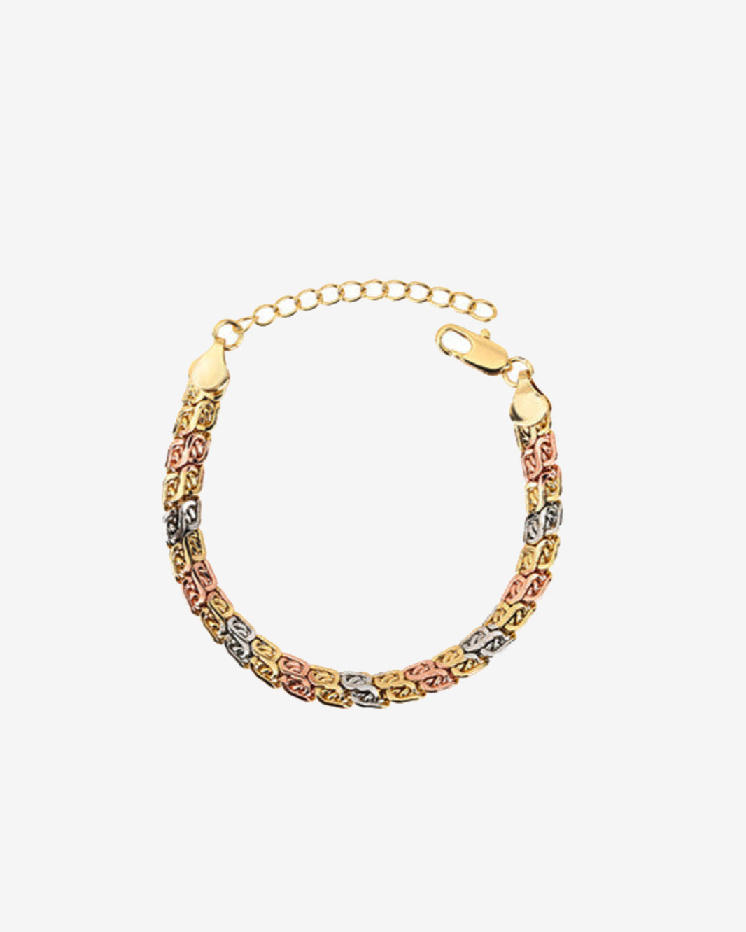ZIRAVE Jewelry Tri-Color Byzantine Chain Bracelet