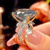 ZIRAVECO Jewelry, Copper-Based Gold-Plated Imitation Paraiba Tourmaline Vintage Pendan Ring