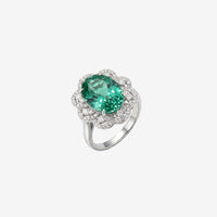 ZIRAVE JewelryVintage Simulated Paraiba Floral Halo Ring