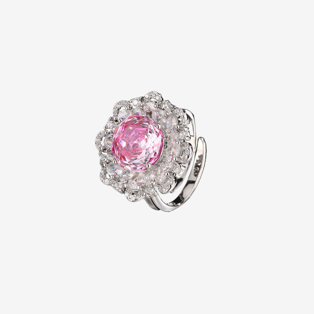 ZIRAVE JewelryGradient Gemstone Sunflower Halo Ring