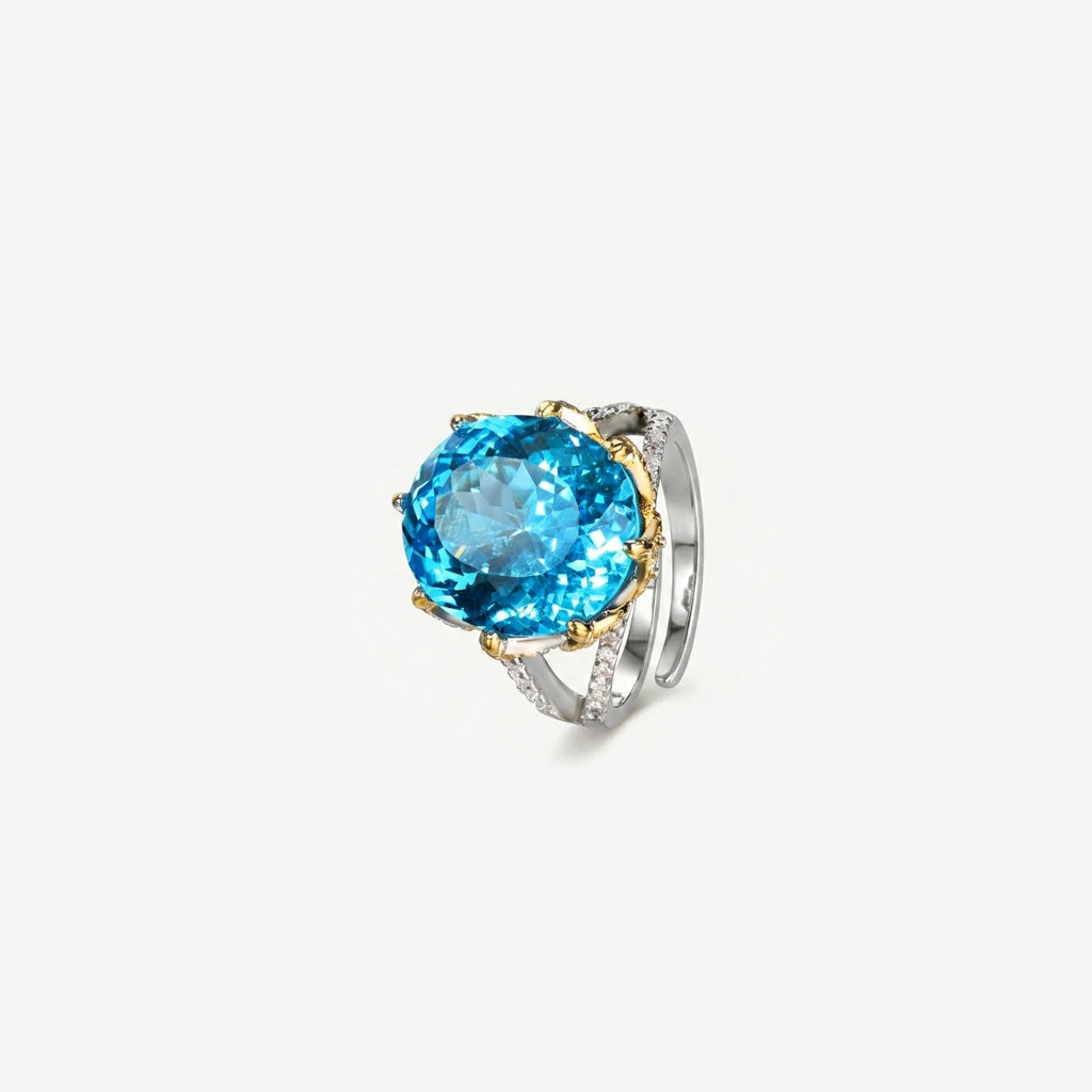 ZIRAVE Jewelry Vintage Simulated Orange Paraiba Two-Tone Ring