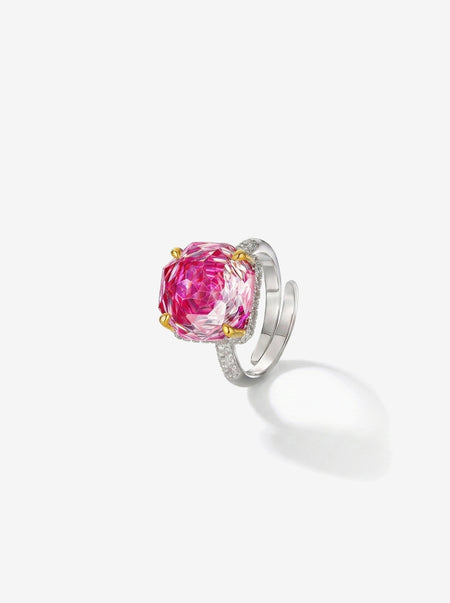 ZIRAVE Jewelry Two-Tone Gold Sugarloaf-Cut Firework Gemstone Adjustable Ring