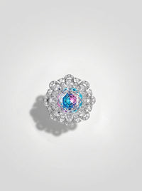 ZIRAVE JewelryGradient Gemstone Sunflower Halo Ring