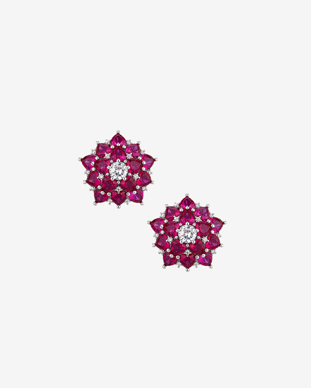 ZIRAVE Jewelry Vintage Simulated Ruby Flower Earrings