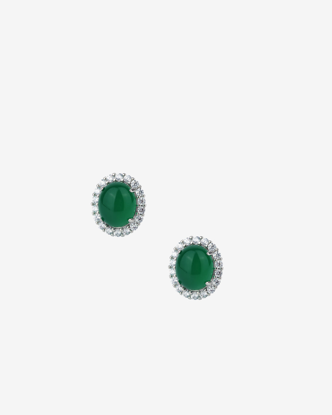 ZIRAVE Imitation Green Agate Plain Jade Earrings