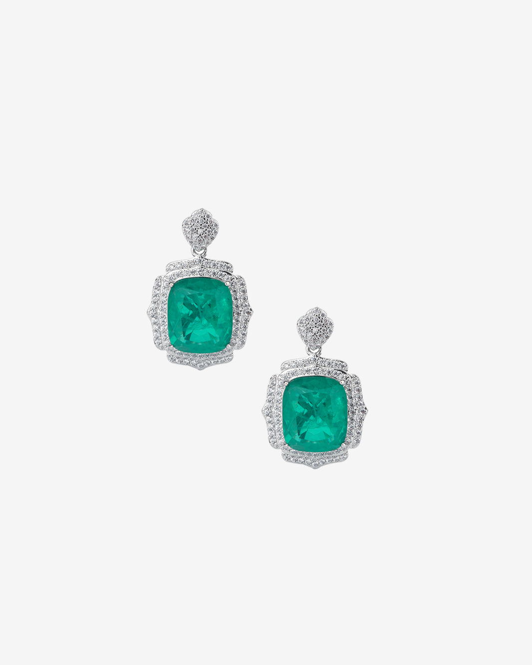ZIRAVE Jewelry Vintage Simulated  Diamond Cushion Earrings