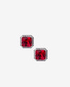 ZIRAVE Jewelry  3-Color Cushion-Cut Gemstone Double Halo Earrings