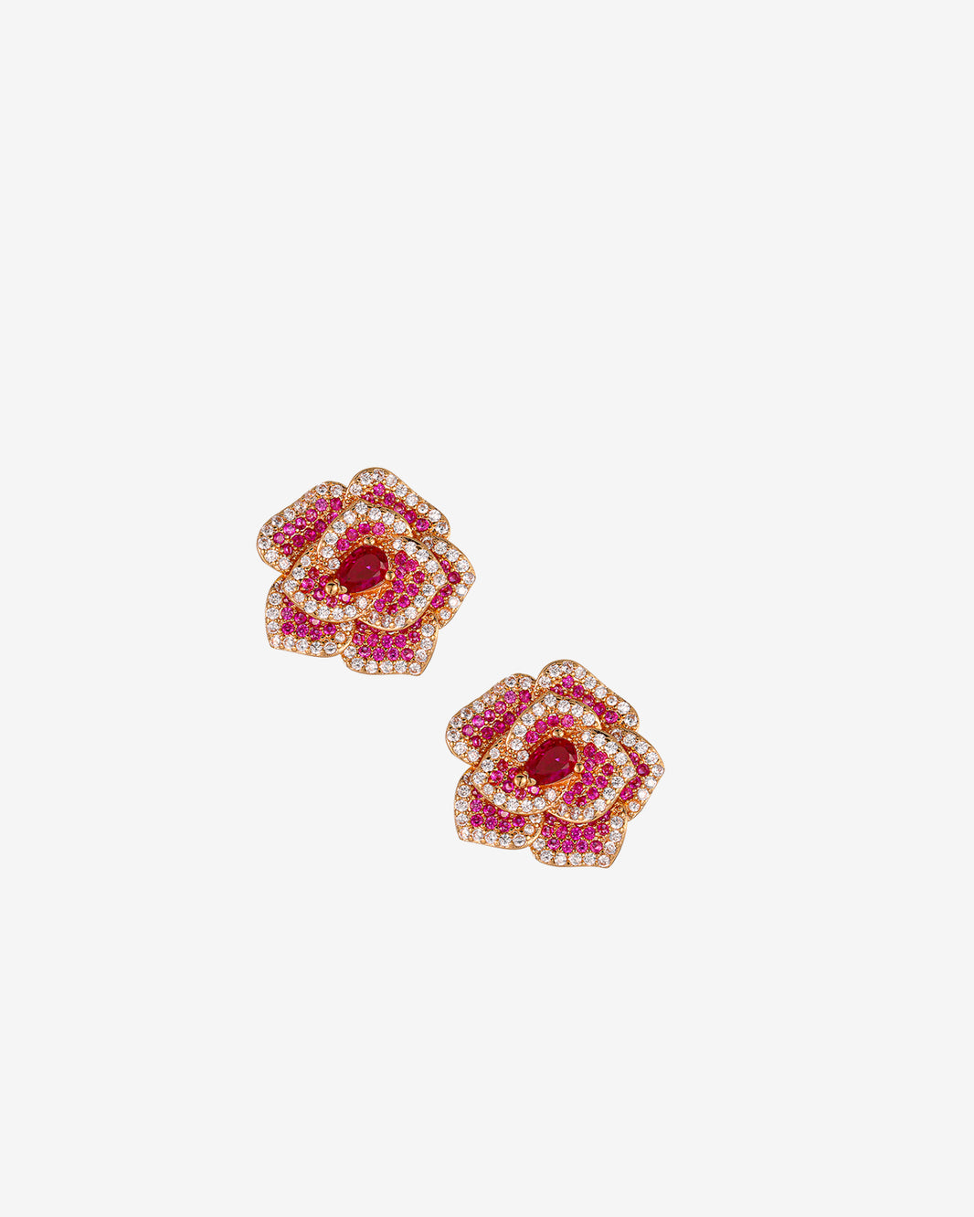Zirave Jewelry Rose Elegance Simulated Diamond Rose gold stud earrings
