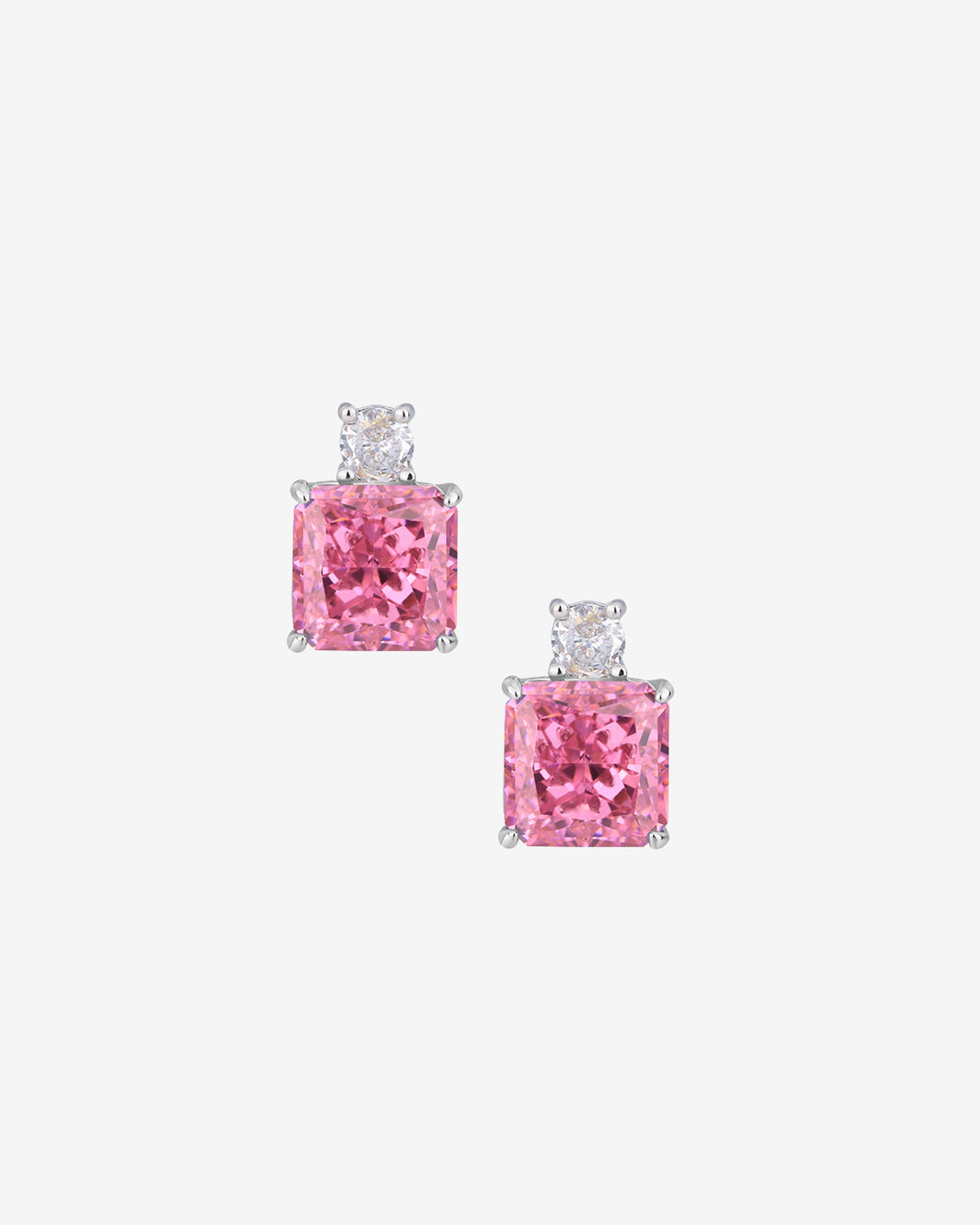 ZIRAVE Jewelry Vintage Simulated Pink Diamond Cushion Earrings