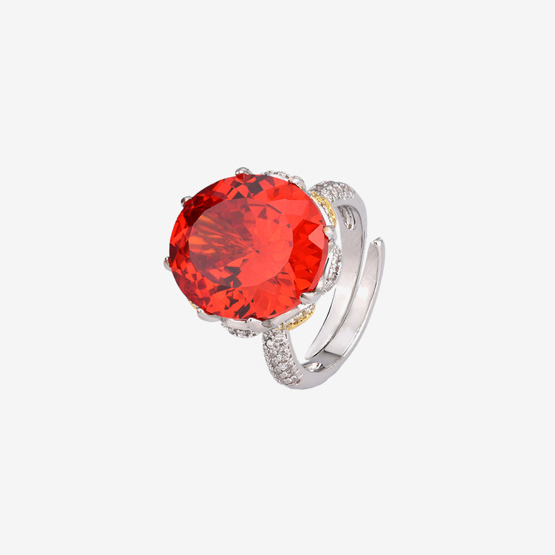 ZIRAVE Jewelry Imitation Dried Rose Padparadscha Light Luxury Oval Ring